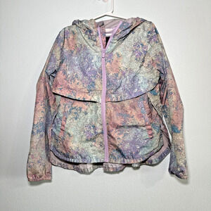 All in Motion Girl's Marble Tie‎ dye Windbreaker Jacket Rain Coat M (7/8) GUC